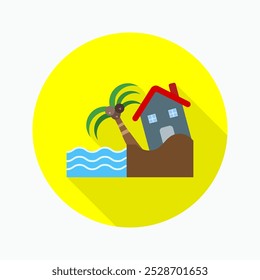 Coastal flat icon isolated on circular colored background with long shadow. For sign, symbol, infographics, presentation or web graphics.