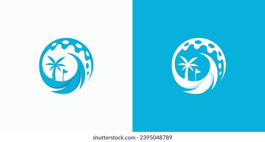 Coastal golf course vector logo design