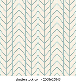 Coastal herringbone seamless vector pattern. Organic, neutral, chic geometric design with aqua blue lines on beige background. Minimal, modern, abstract, stylish, repeat wallpaper texture, decor print