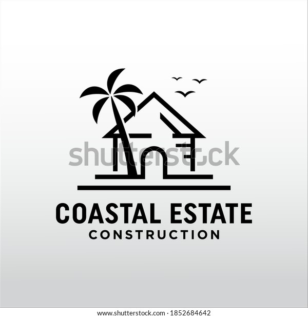 Coastal Home Construction Logo Design Stock Vector (Royalty Free ...