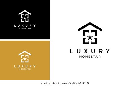 logotipo de la casa costera con vector de estrella para el diseño inmobiliario