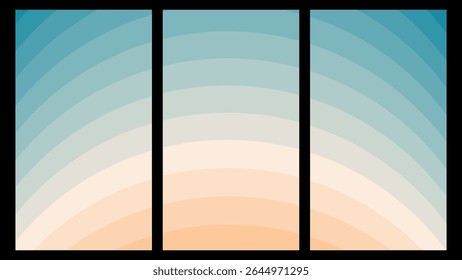 Coastal Horizon Gradients: Smooth Wavy Textures Blending Deep Ocean Blue, Sandy Beige, and Earthy Brown – Ideal for Travel Themes, Nature-Inspired Designs, and Serene Backgrounds.