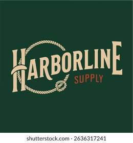 Coastal Inspired Harborline Supply Logo Design with Nautical Elements