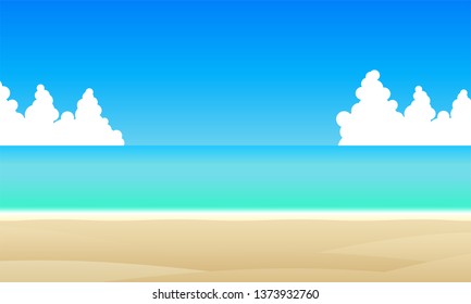 Coastal landscape with bright sky and clouds