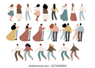 coastal landscape creator clipart, vector couple on beach illustration, woman flying seagull sea lion clip art, images in flat cartoon style, Wedding Invitation, Poster Print.