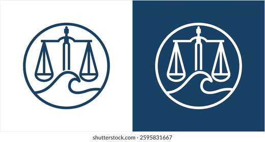 Coastal Law Firm Logo design line art vector
