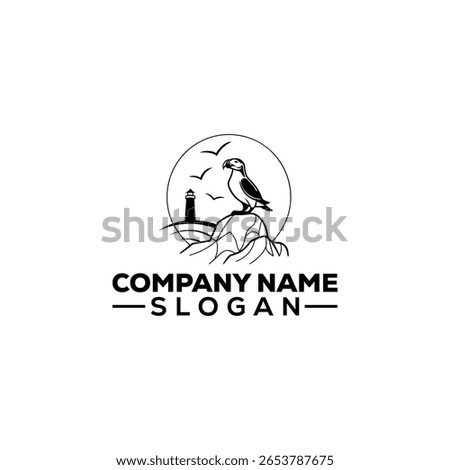 Coastal Lighthouse and Bird with Branches Logo