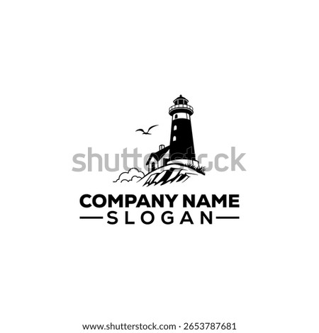 Coastal Lighthouse and Bird with Branches Logo