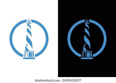 Coastal Lighthouse Logo with Circle