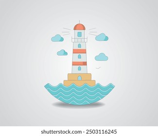 Coastal Lighthouse Vector | Nautical Beacon of Hope and Guidance