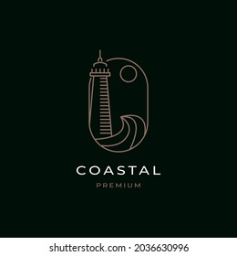 Coastal logo design illustration vector template. Lighthouse icon inspiration 