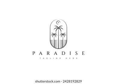 Coastal Palm Beach Contemporary Island Paradise Concept Logo Badge