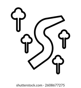 Coastal Path Vector Line Icon Design