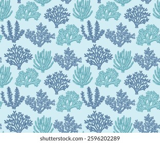 Coastal pattern, Coral repeat vector file, Seashell pattern, coastal element