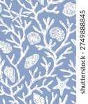 Coastal pattern, Seashell, Coral print vector file, coastal element, beach print,Summer