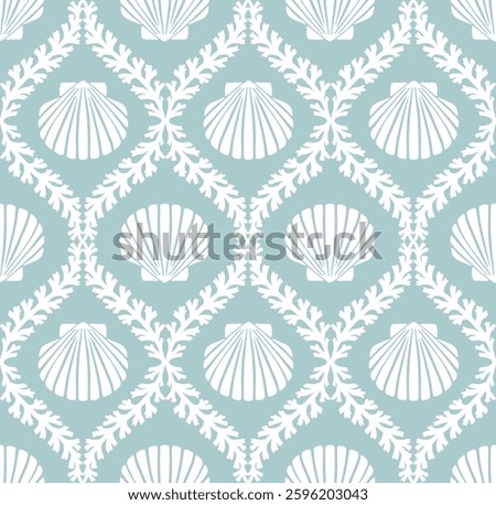 Coastal pattern, Seashell, Coral print vector file, coastal element, beach print, coral geo, coral damask,  ogee, damask