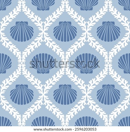 Coastal pattern, Seashell, Coral print vector file, coastal element, beach print, coral geo, coral damask,  ogee, damask
