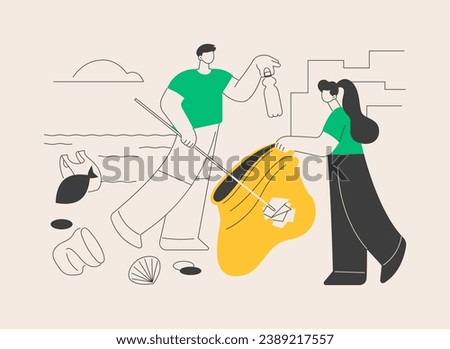 Coastal pollution abstract concept vector illustration. Marine and coastal pollution, plastic ocean, beach area clean up, sea water contamination, toxic waste management abstract metaphor.