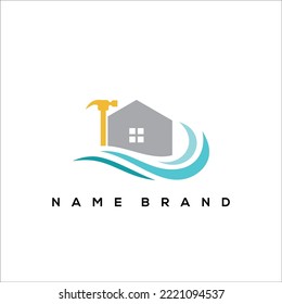 Coastal restoration and construction logo vector