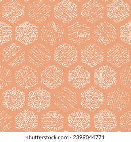 Coastal retro ikat stripes. Zigzag pattern seamless. Geometric chevron Woven linen cloth background. Line striped closeup weave fabric abstract illustration, wallpaper. Peach fuzz colors of the year