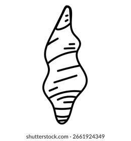 Ilustração de concha costeira em contorno vetorial mínimo.