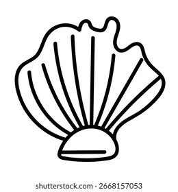 Ilustração de concha costeira em contorno vetorial mínimo.