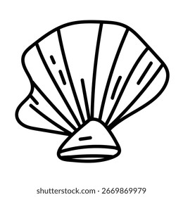 Coastal shell illustration in minimal vector outline.