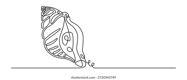 Espiral costeira concha esboço linha contínua arte vetor minimalista ilustração
