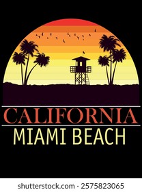 Coastal Vibes: California Miami Beach T-Shirt Capture the laid-back beach lifestyle with vibrant designs inspired by the sun, sand, surf. Perfect for those who love the beach life and sunny escapes.