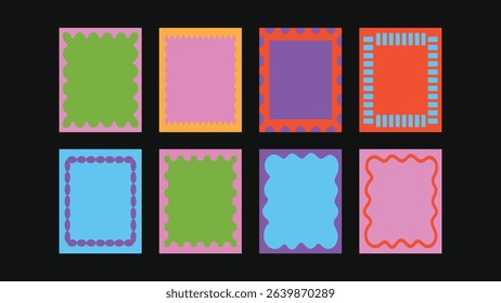 Coastal wedding and celebration cards design set – abstract hand drawn cut out borders and frames with marine elements and space for your personal text