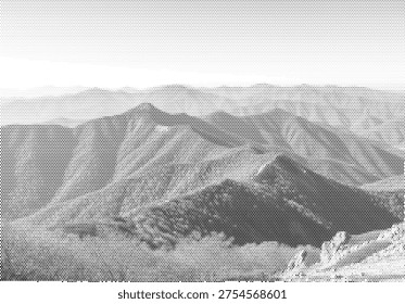 coastal wilderness halftone ocean waves beach dotted landscape monochrome terrain retro serene tranquil surf tide scenic foam sand outdoor