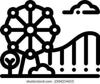icono de montaña rusa. Diseño De Estilo Lineal Delgado Aislado Sobre Fondo Blanco
