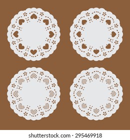 coaster paper,perforated paper texture banner with heart and spade in circle shape, circle paper with perforated pattern