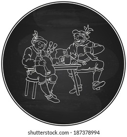 Coaster Vector Illustration Over Chalk Blackboard Background, Theme Medieval