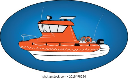 Coastguard boat vector illustration.