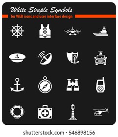 coastguard white simple symbols for web icons and user interface design