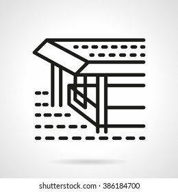 Coastline constructions. Pier with awning. Jetty. Vector icon simple black line style. Single design element for website, business.