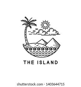 Coastline On Tropical Island Line Art Stock Vector (Royalty Free ...