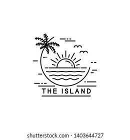 Coastline On Tropical Island Line Art Stock Vector (Royalty Free ...