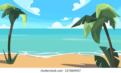 Coastline with palm trees. Beautiful summer landscape.
