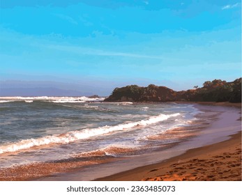 Coastline and sky background. Tropical beach Sri Lanka.