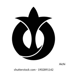 Coat of Arms of Aichi is a Japan prefecture. Vector heraldic emblem