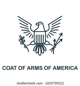 Coat Of Arms Of America icon from usa collection. Simple line Coat Of Arms Of America icon for templates, web design and infographics