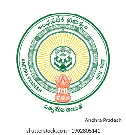 Coat of Arms of Andhra Pradesh is a Indian region. Vector heraldic emblem