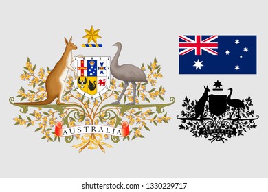 The Coat Of Arms Of Australia. Flag