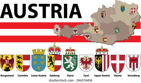 coat of arms of Austria with map