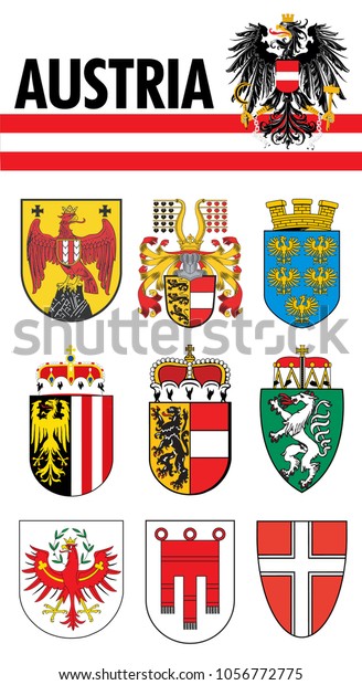 Coat Arms Austria Map All Federal Stock Vector (Royalty Free ...