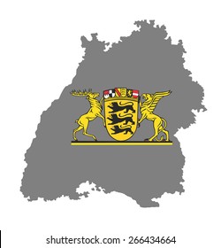 Coat of arms of Baden-wurttemberg, Germany, isolated vector in official colors and Proportion Correctly. Baden-Wurttemberg vector map silhouette illustration. Province in Germany.