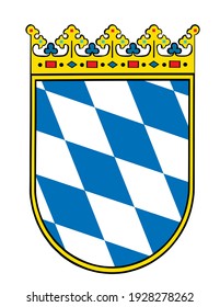 Coat of arms of Bavaria, Germany. 
German province symbol, emblem. Bavarian coa.
