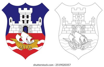 Coat Of Arms Of Belgrade, Serbia Vector Illustration
